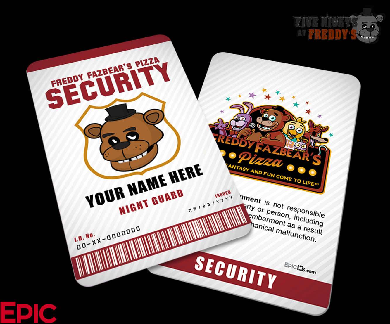 Night Guard Freddy Fazbear's Pizza Fnaf Id Badge - Freddy Fazbear's Pizza Night, HD Png Download PNG image with a transparent background, free high-resolution download