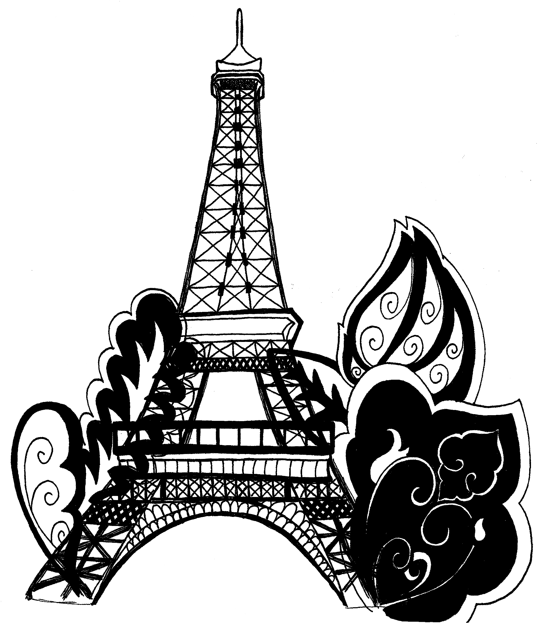 Free Eiffel Tower Vector - Paris Eiffel Tower Coloring Pages PNG with transparent background