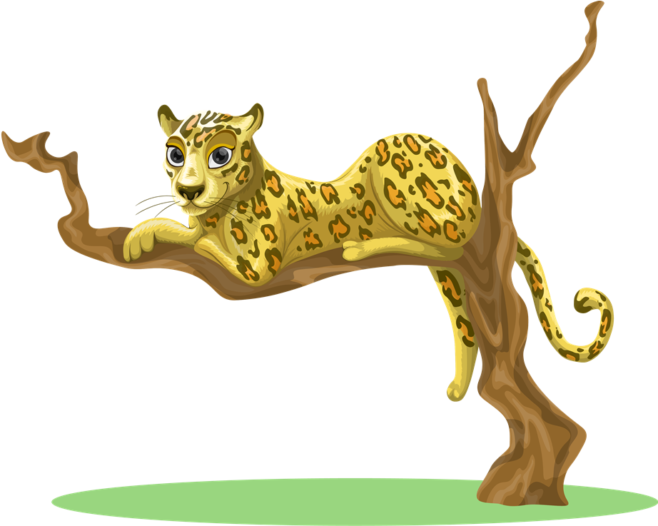 Free To Use & Public Domain Leopard Clip Art - Leopard Sitting On Tree Cartoon, HD Png Download PNG with transparent background