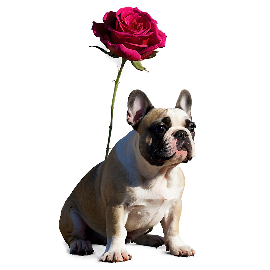 French Bulldog With Flowers Png Qog