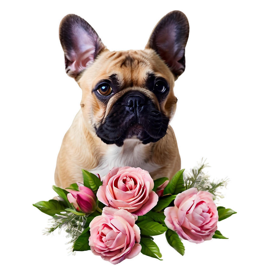 French Bulldog With Flowers Png Swf53