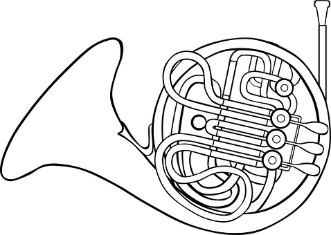 French Horn Silhouette PNG image with a transparent background, free high-resolution download