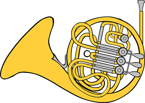 French Horn Vector Illustration PNG image with a transparent background, free high-resolution download