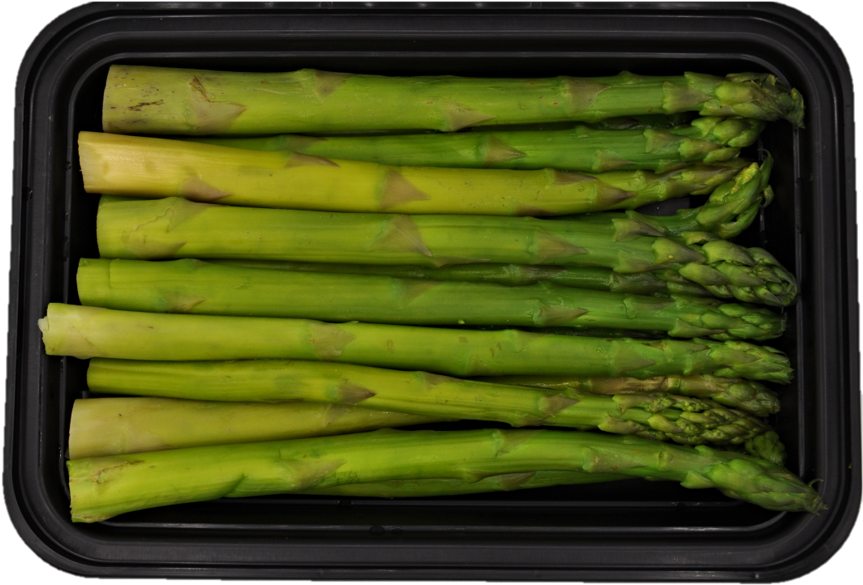 Fresh Asparagusin Black Tray