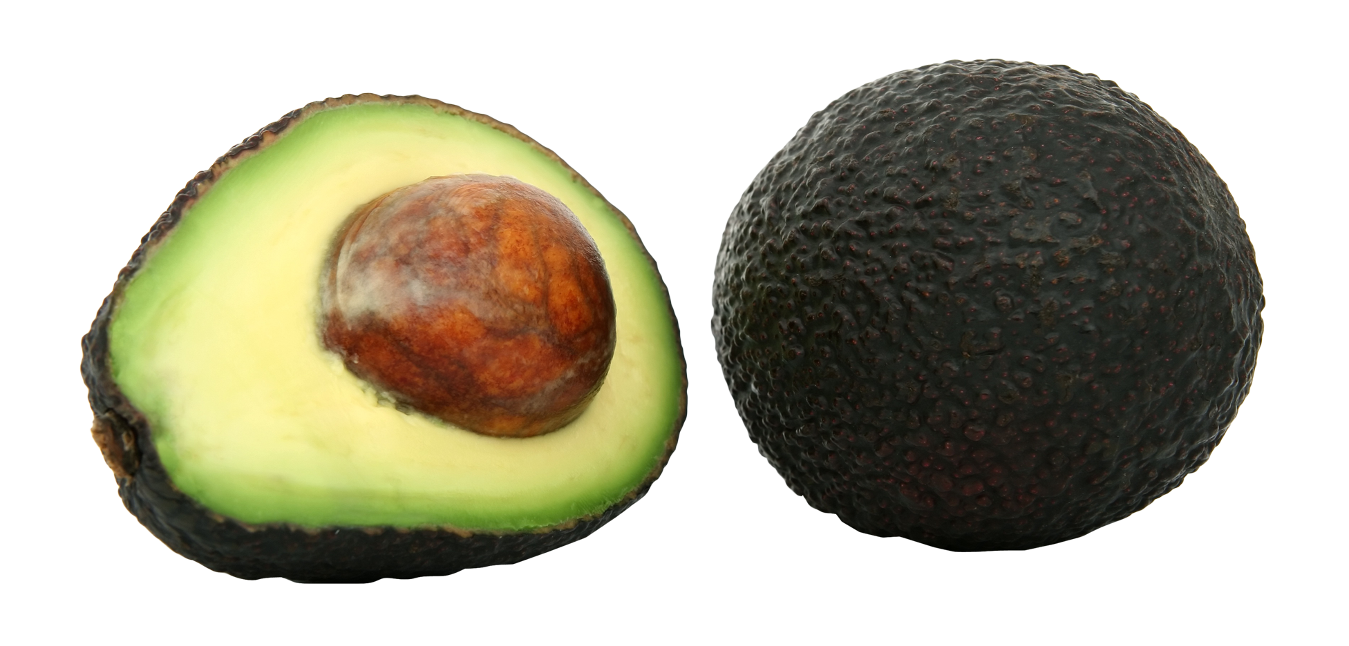 Fresh Avocado Halvedand Whole PNG with transparent background