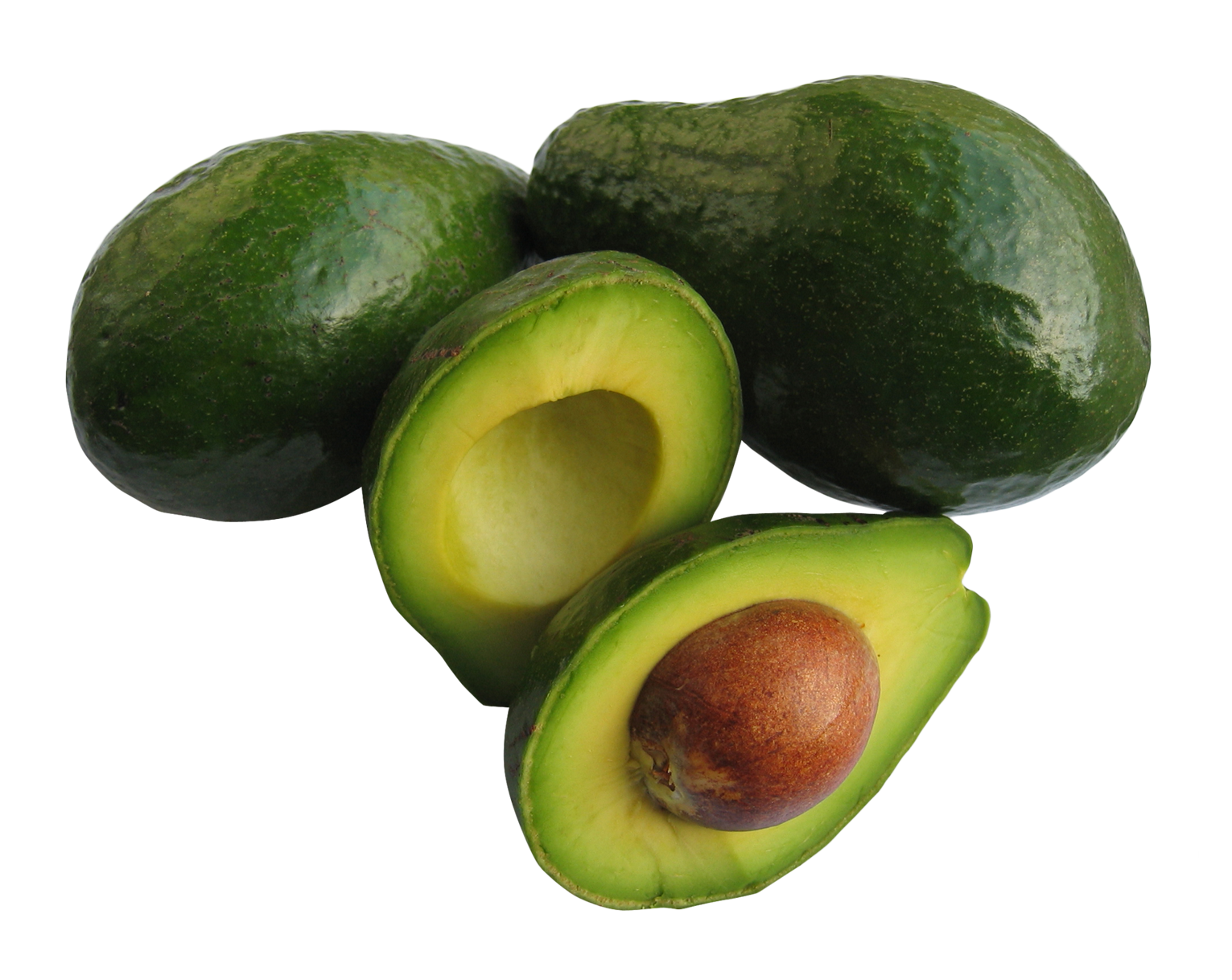 Fresh Avocado Halvesand Whole PNG with transparent background