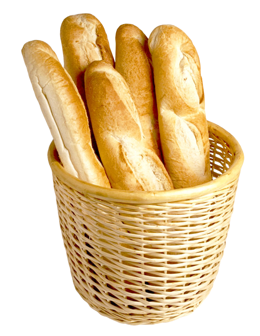 Fresh Baguette Basket French Bread PNG image with a transparent background, free high-resolution download