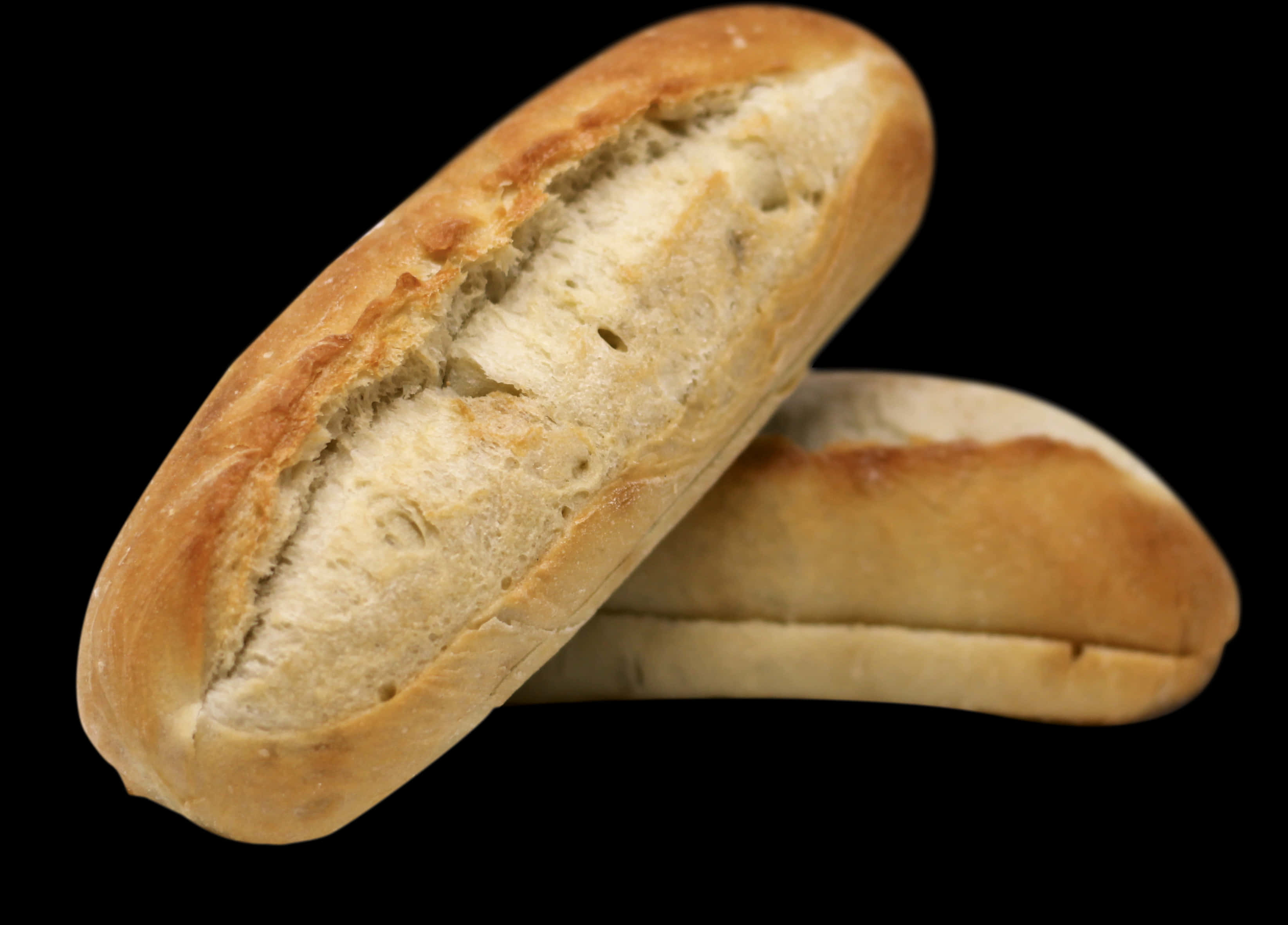 Fresh Baguette Bread Black Background PNG with transparent background