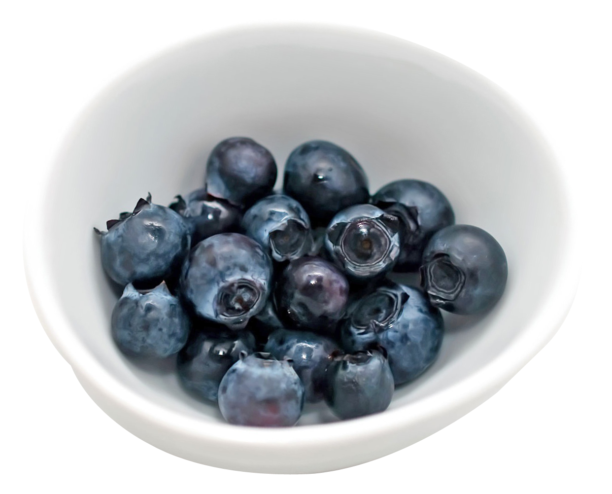 Fresh Blueberriesin White Bowl PNG with transparent background