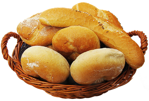 Fresh Breadin Wicker Basket PNG with transparent background