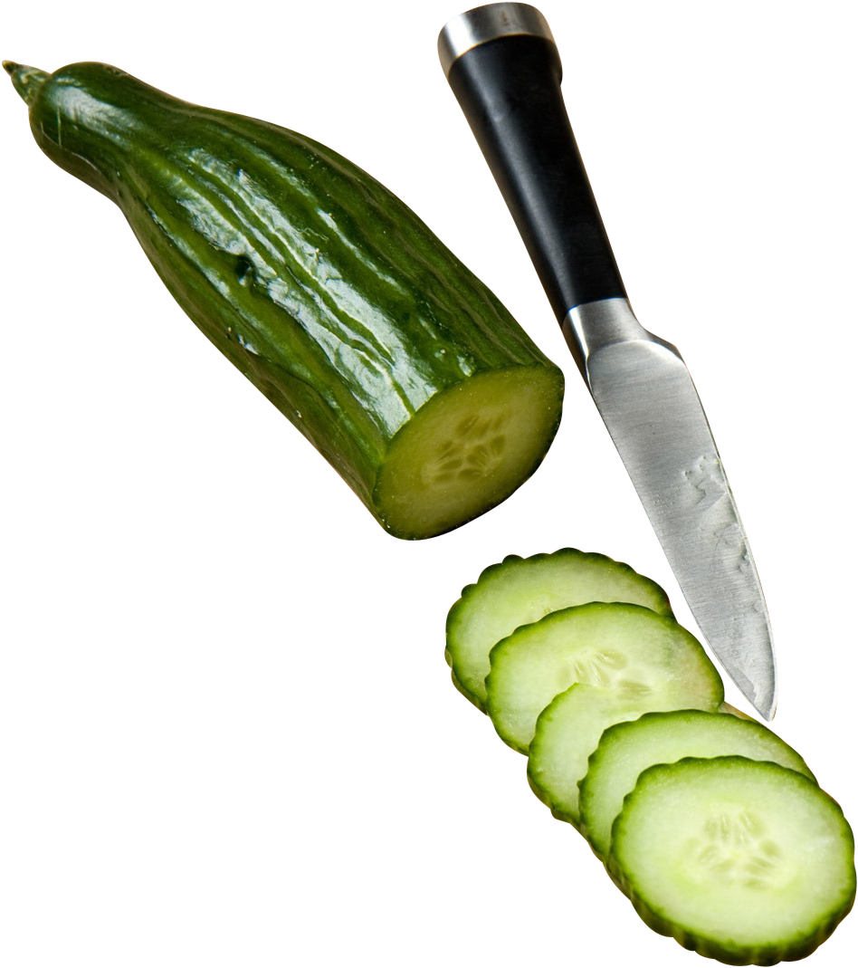 Cucumber In Slices Png Image - Cucumber Knife, Transparent Png PNG with transparent background