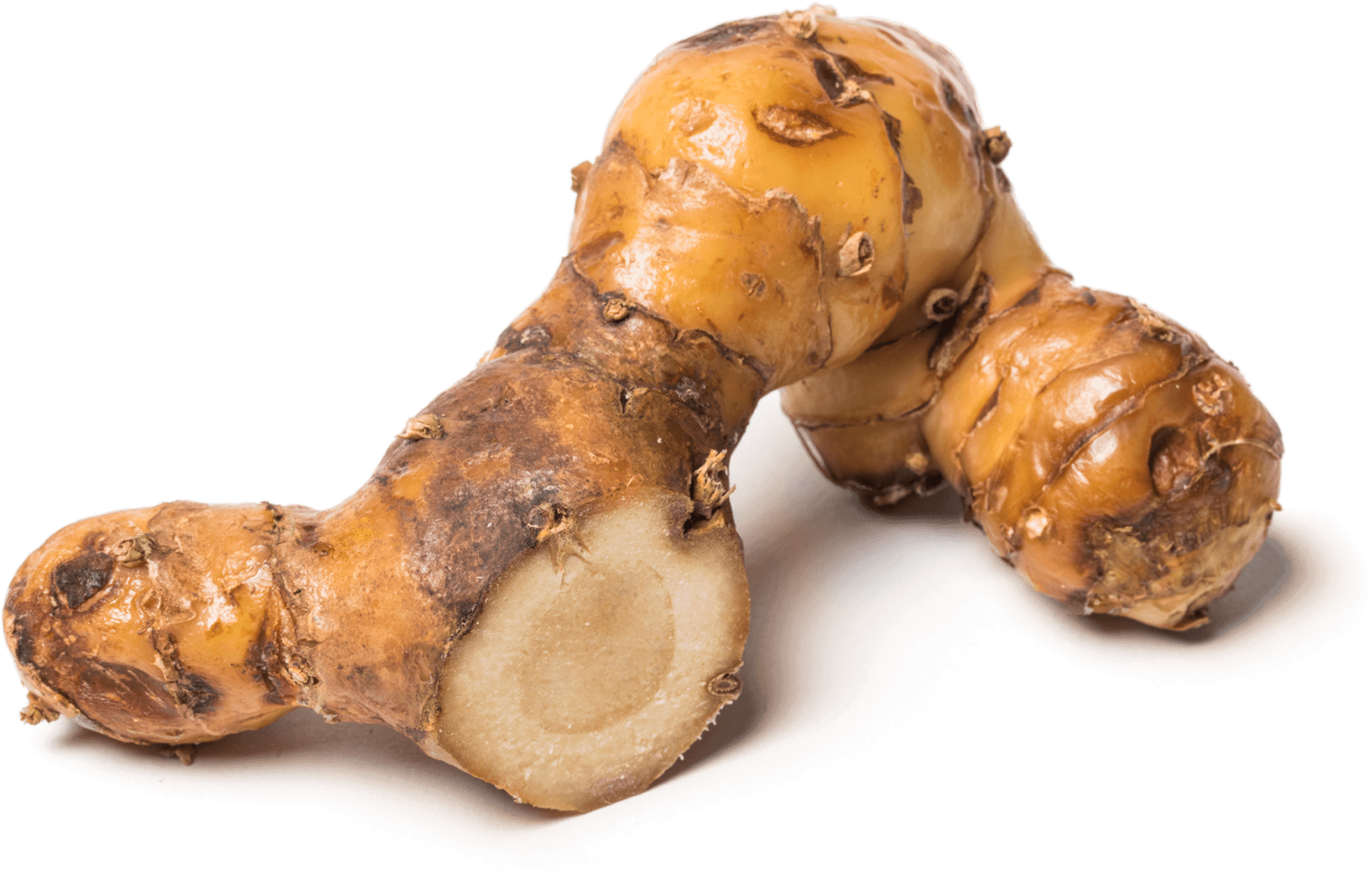 Fresh Ginger Root Cut Piece PNG with transparent background