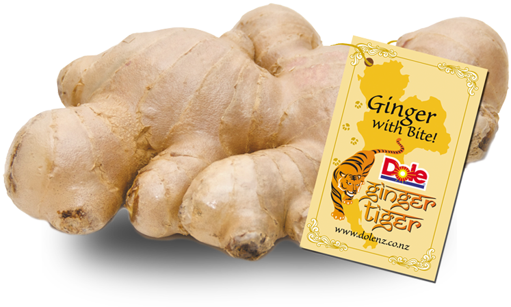 Fresh Ginger Rootwith Branding Tag PNG with transparent background