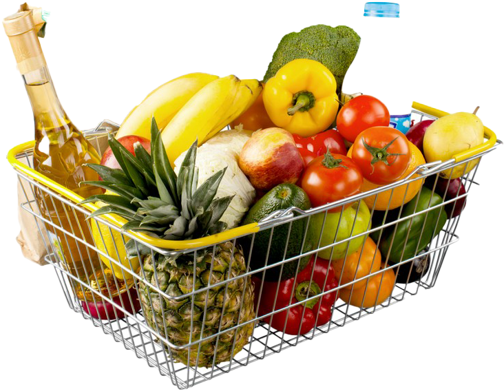 Fresh Grocery Shopping Basket Fruits Vegetables