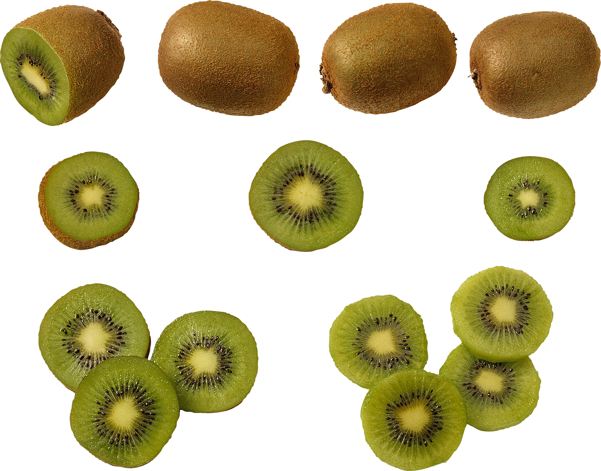 Fresh Kiwi Fruit Slices Transparent Background