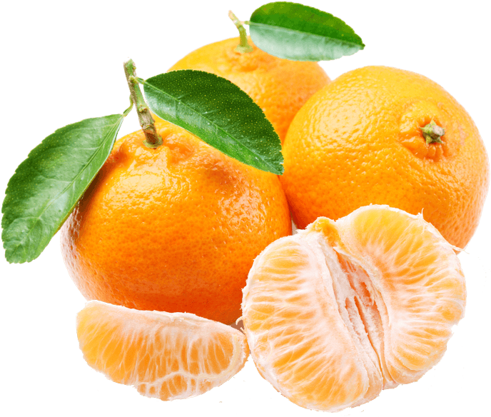 Fresh Mandarin Oranges With Leaves