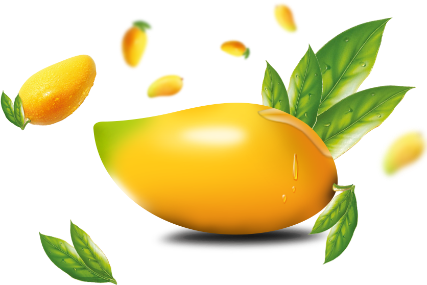 Fresh Mango With Water Dropletsand Leaves PNG with transparent background