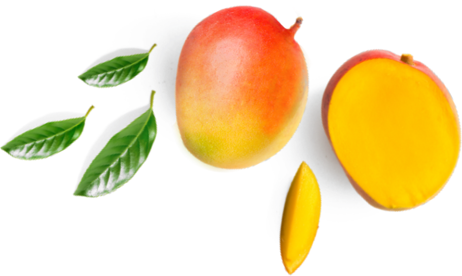 Fresh Mangoand Sliceswith Leaves.png PNG with transparent background