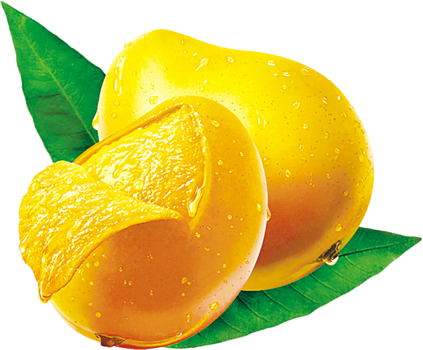 Fresh Mangoes With Dew Drops PNG with transparent background