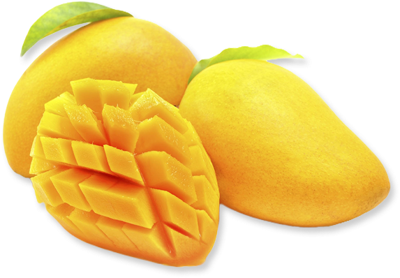 Fresh Mangoesand Cut Piece PNG with transparent background