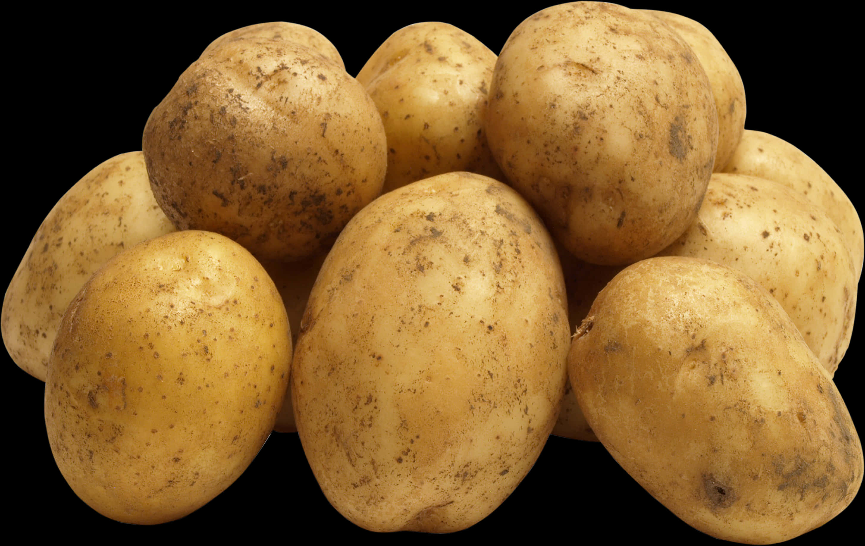 Fresh Organic Potatoes Black Background PNG with transparent background