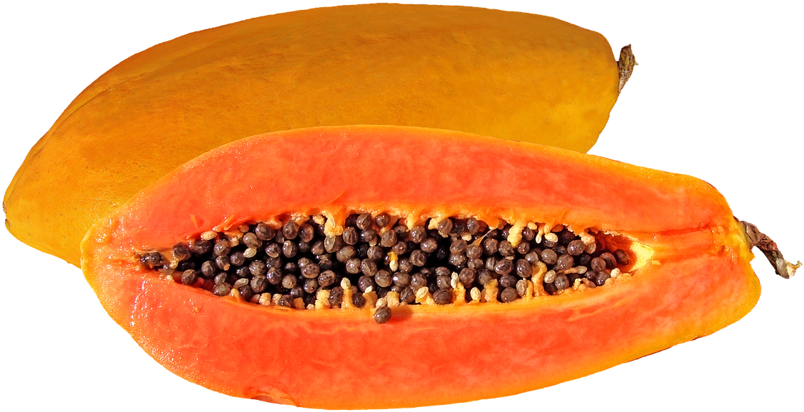 Fresh Papaya Fruit Cut Open