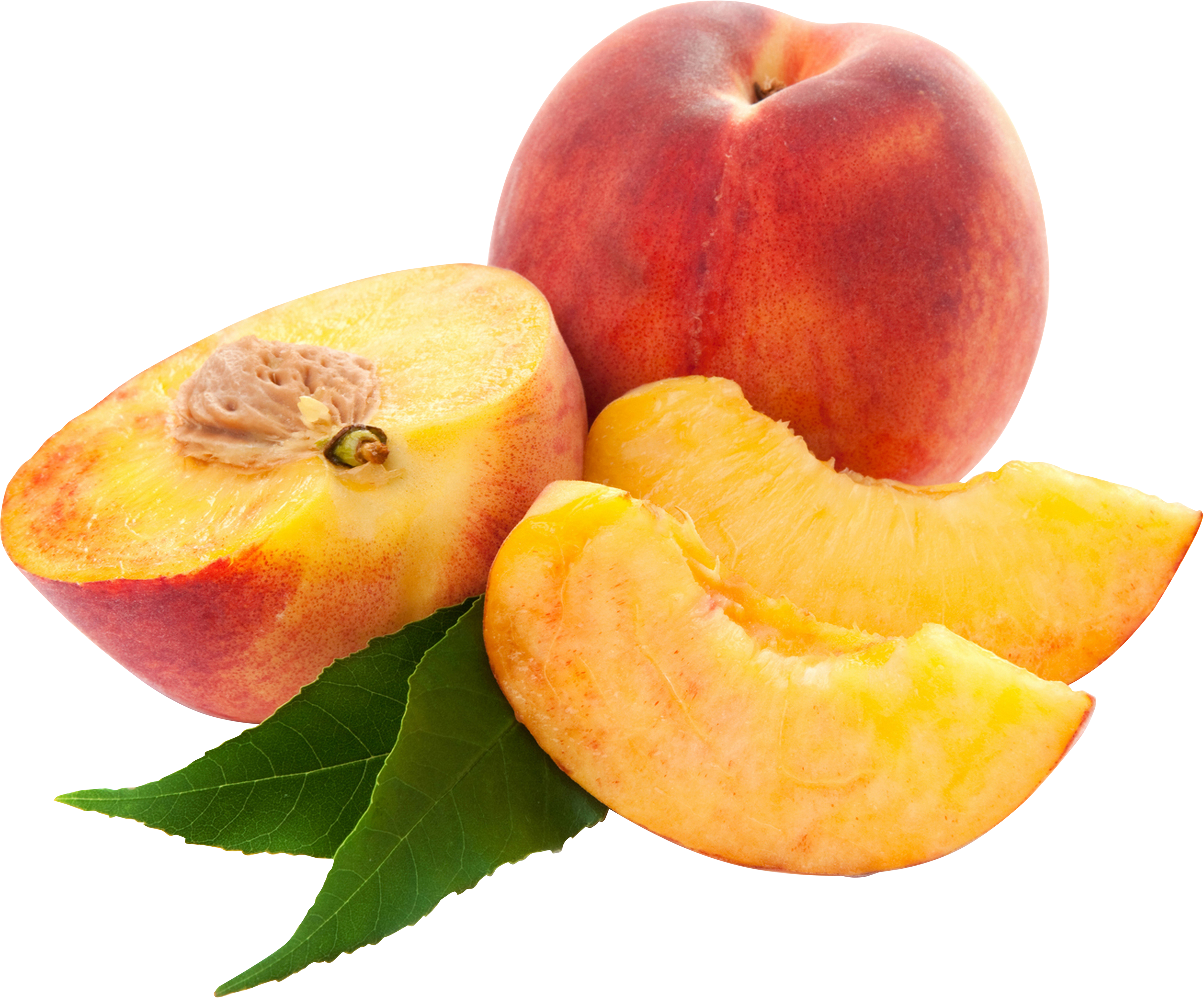 Fresh Peachand Slices Transparent Background