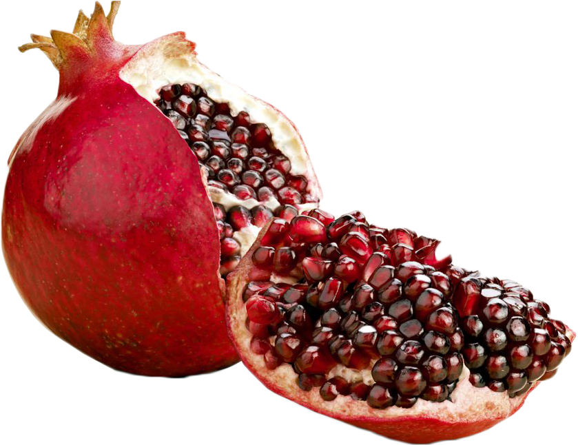 Fresh Pomegranateand Half Cut Revealing Seeds.png