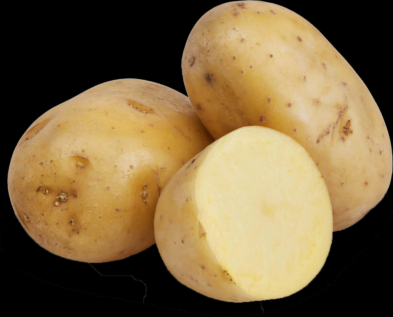 Fresh Potatoes Black Background