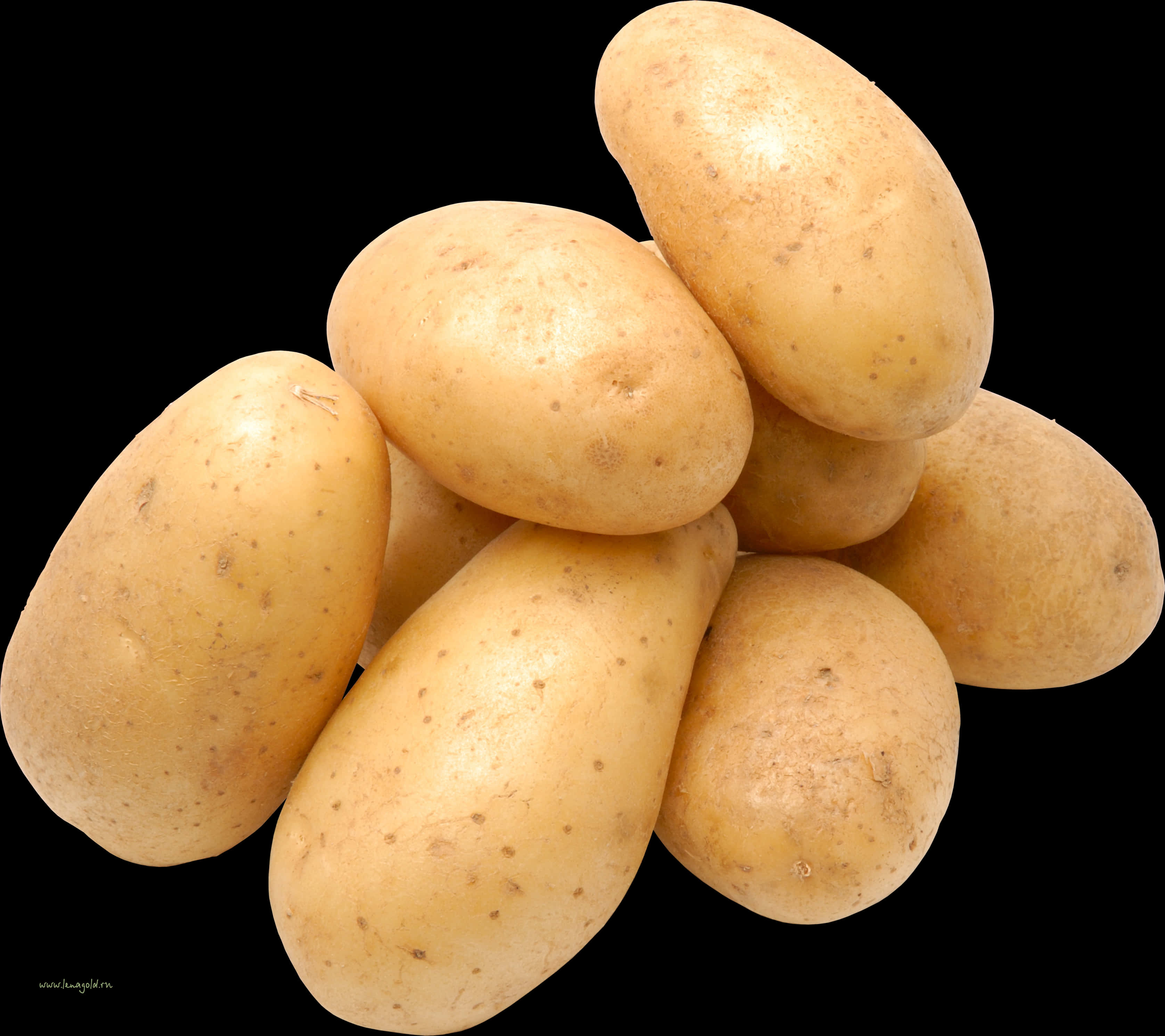 Fresh Potatoes Black Background