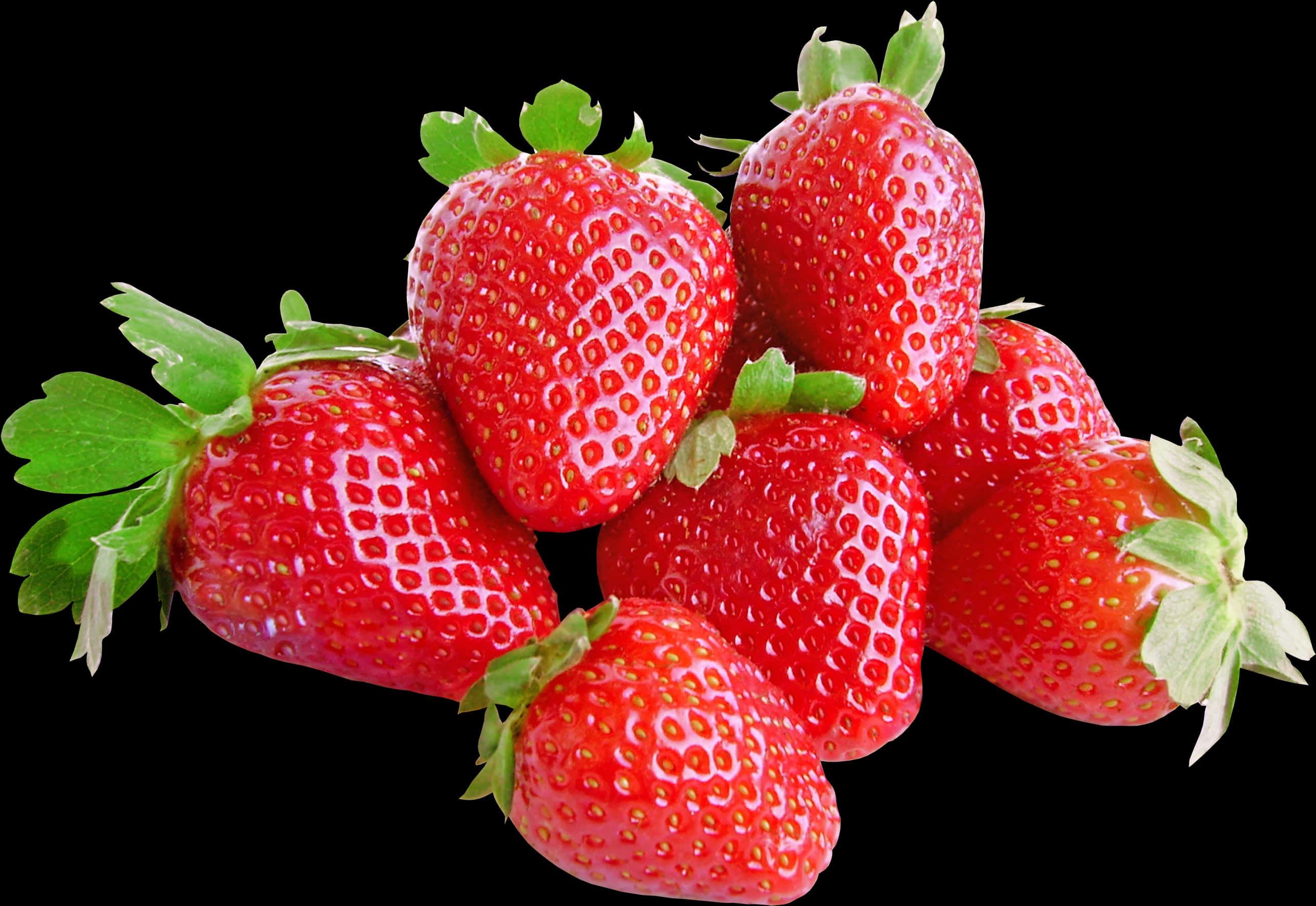 Fresh Strawberries Black Background