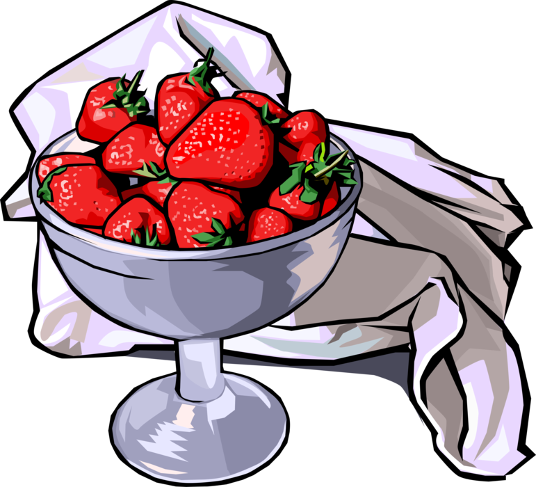 Fresh Strawberriesin Silver Bowl