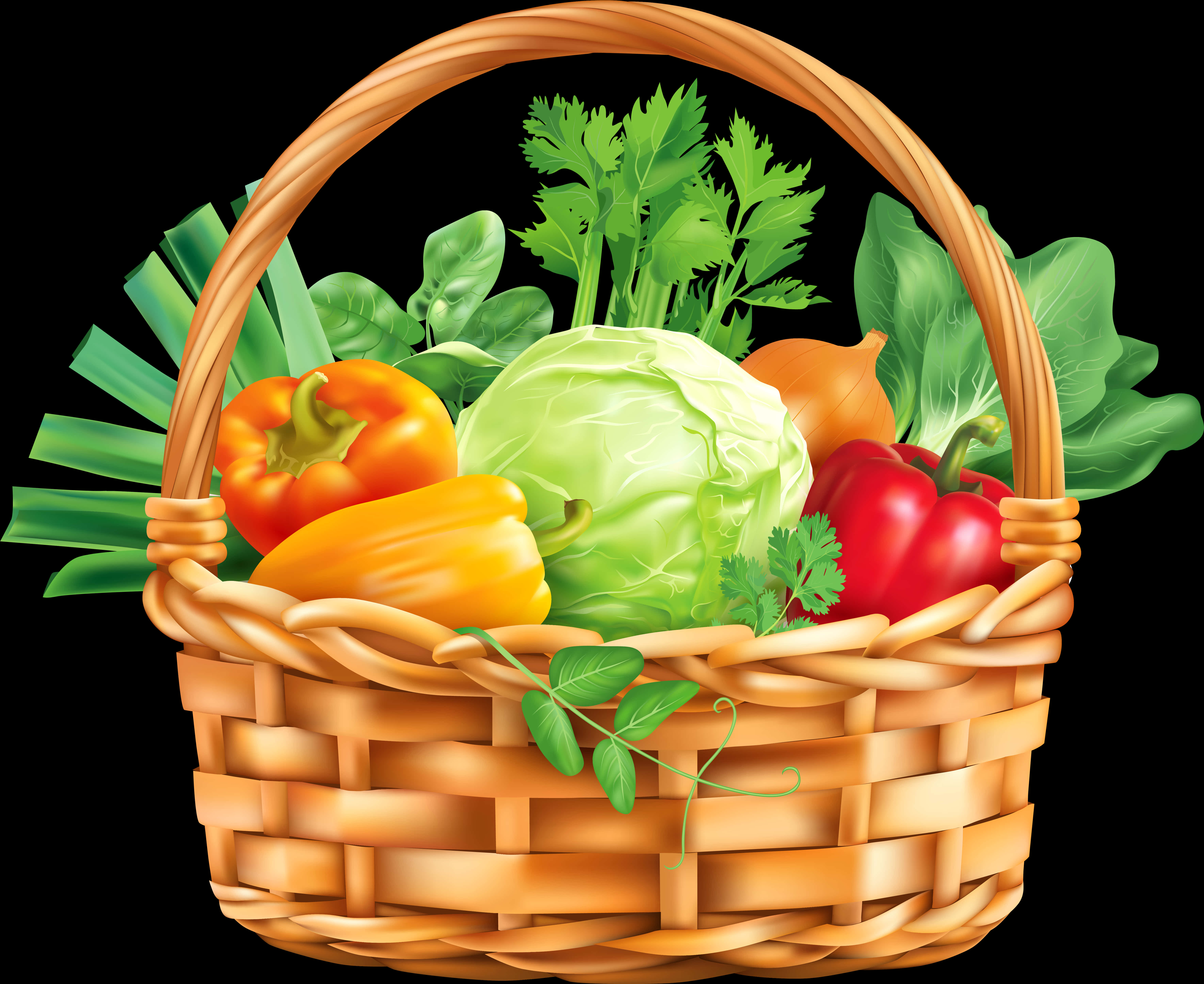 Fresh Vegetable Basket Illustration