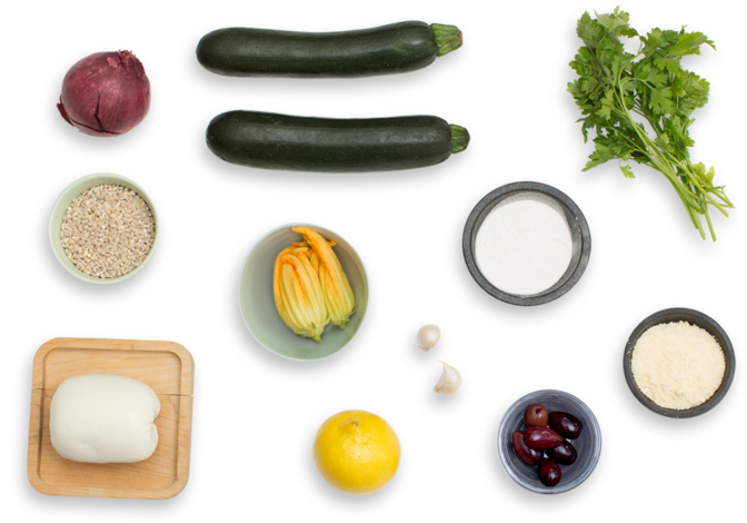 Fresh Zucchiniand Ingredients Flatlay