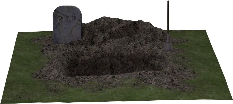Freshly Dug Gravewith Tombstone PNG with transparent background