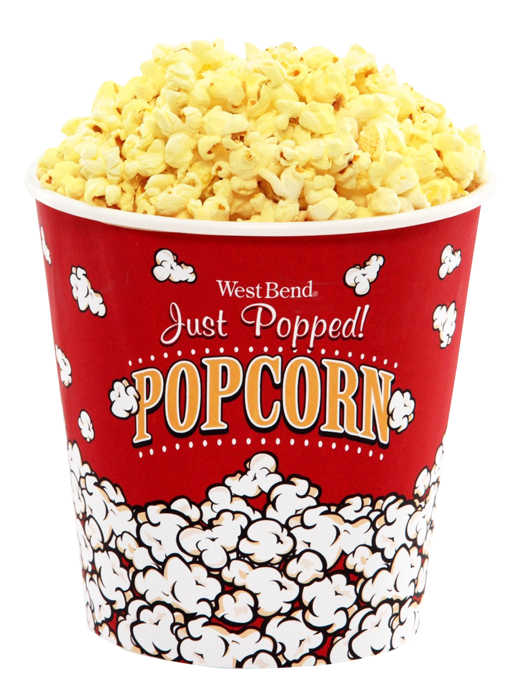 Freshly Popped Popcorn Bucket PNG with transparent background