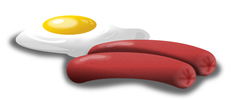Fried Eggand Sausageson Black Background PNG with transparent background