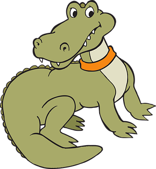Friendly Cartoon Alligator PNG with transparent background