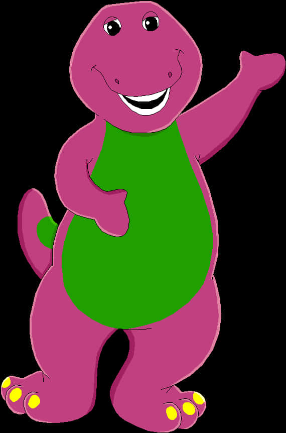 Friendly Cartoon Dinosaur Waving