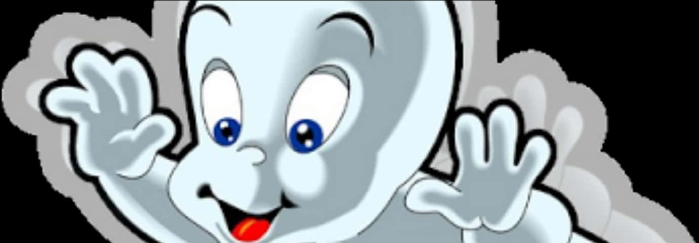 Friendly Cartoon Ghost Waving