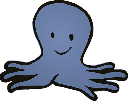 Friendly Cartoon Octopus PNG with transparent background