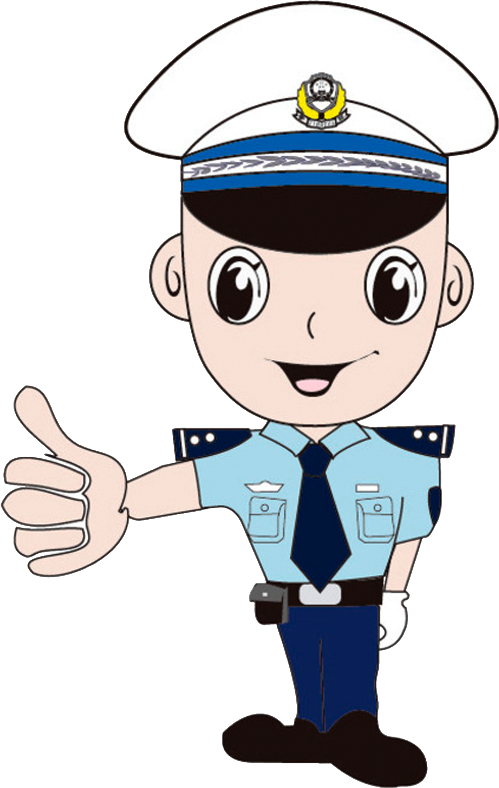 Friendly Cartoon Policeman Giving Thumbs Up