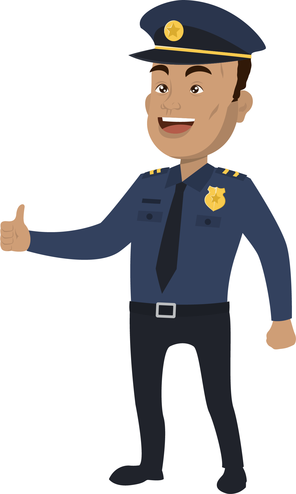 Friendly Cartoon Policeman Giving Thumbs Up