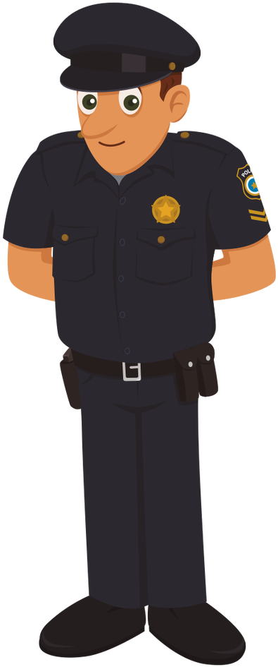 Friendly Cartoon Policeman Standing