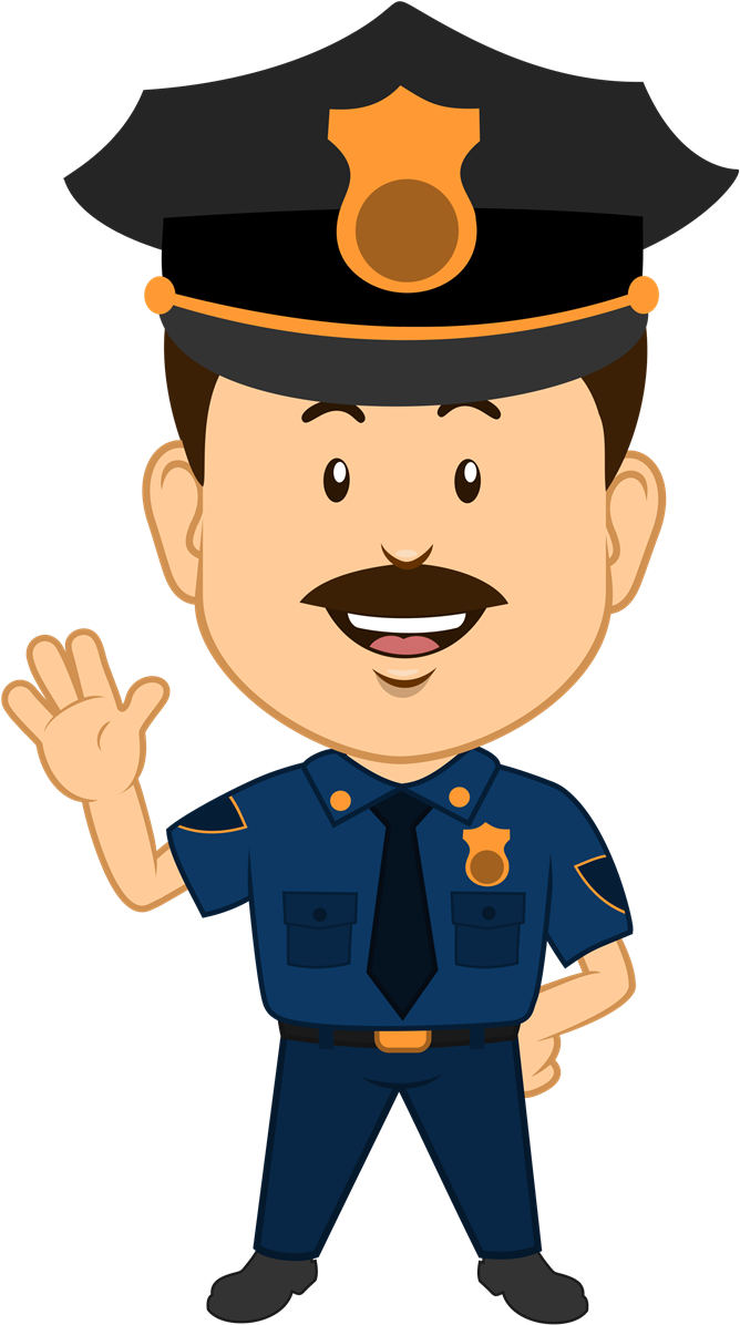 Friendly Cartoon Policeman Waving