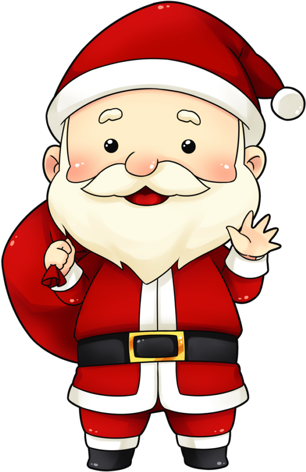 Friendly Cartoon Santa Claus Waving PNG with transparent background
