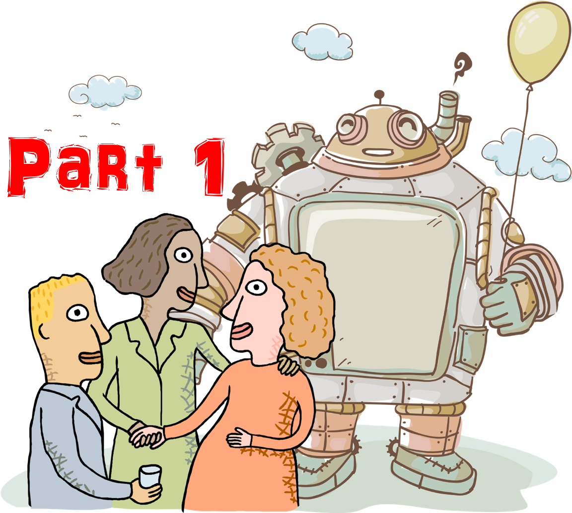 Friendly_ Robot_ Greeting_ People_ Part1 PNG with transparent background