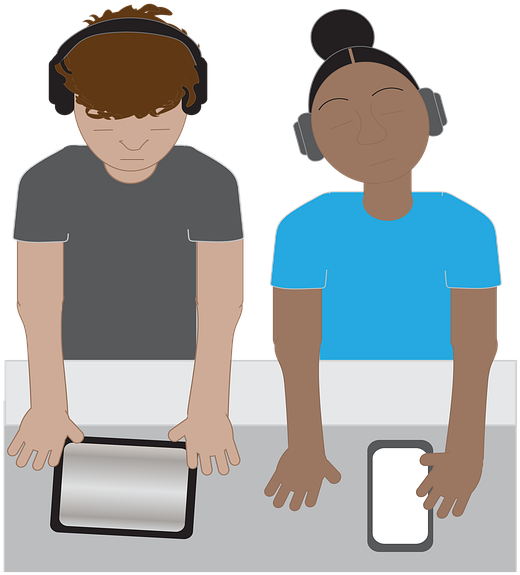 Friends Listening Music Together PNG with transparent background