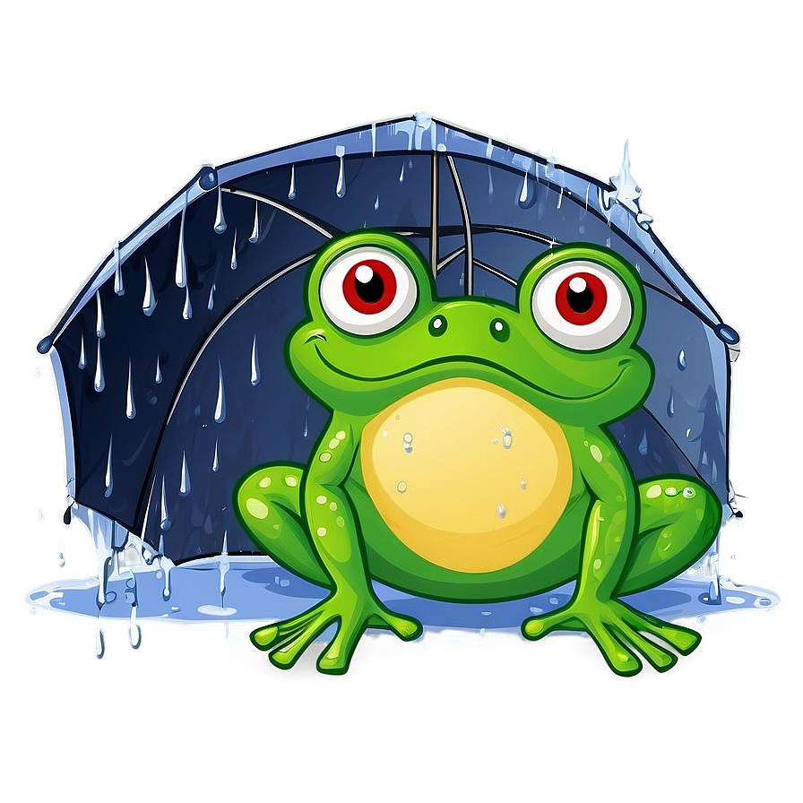 Frog In Rain Cartoon Png Eoh10