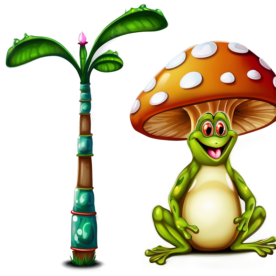 Frog On Mushroom Cartoon Png Eyg22